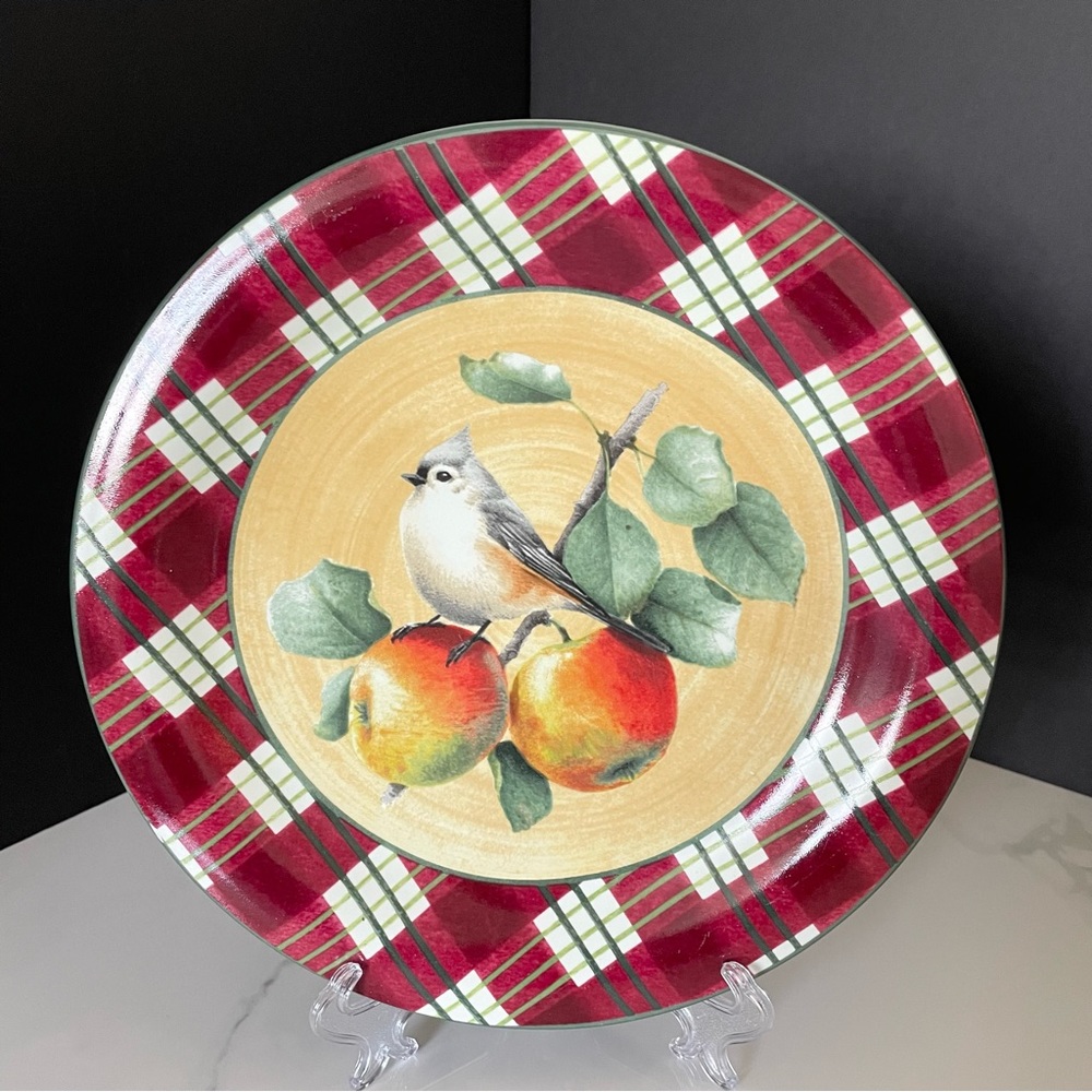 Winter Greetings Tartan Tufted Titmouse Dinner Plate by Lenox